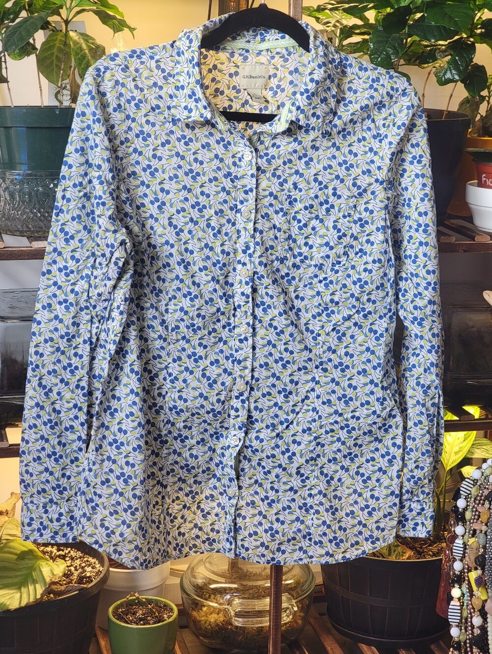 G.H. Bass & Co. Blue and Green Floral Button-Down Shirt